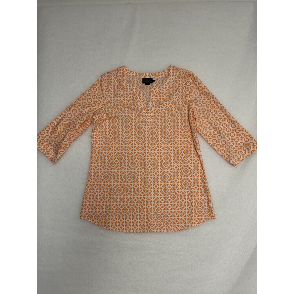 Pendleton Sz.M loose fit playful timeless airy 3/4 sleeve v-neck normcore blouse